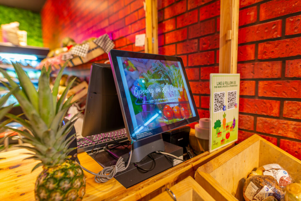 a pos system on a counter in a shop