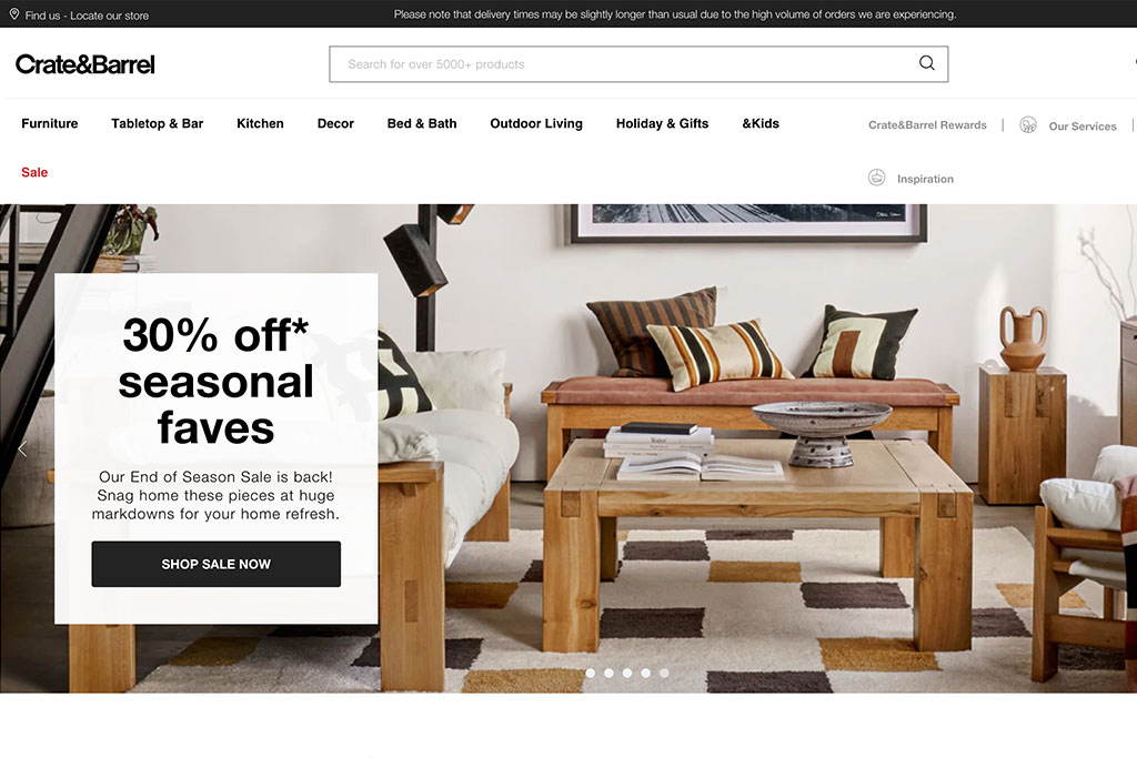 Crate and Barrel Website - Digital Marketing Strategy