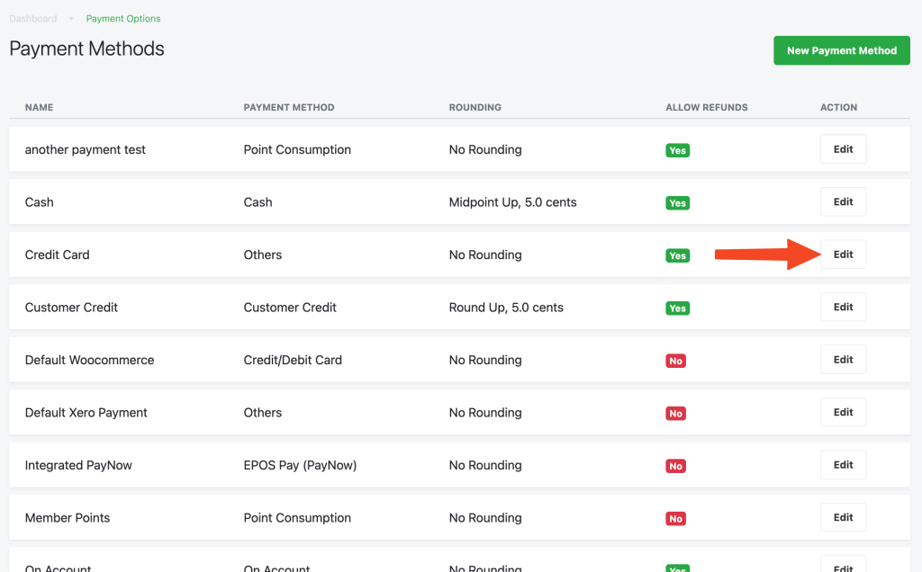 Edit Payment Method | EPOS POS System