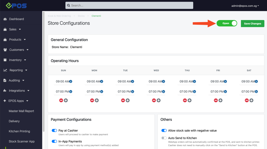 Web App Store Configurations | EPOS POS System