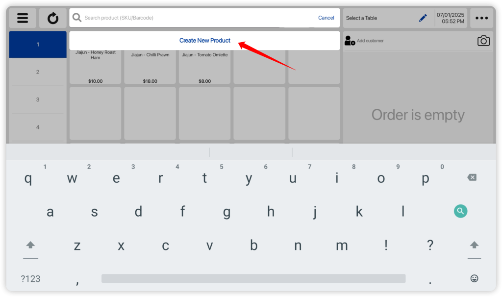 Create New Product Epos Pos System