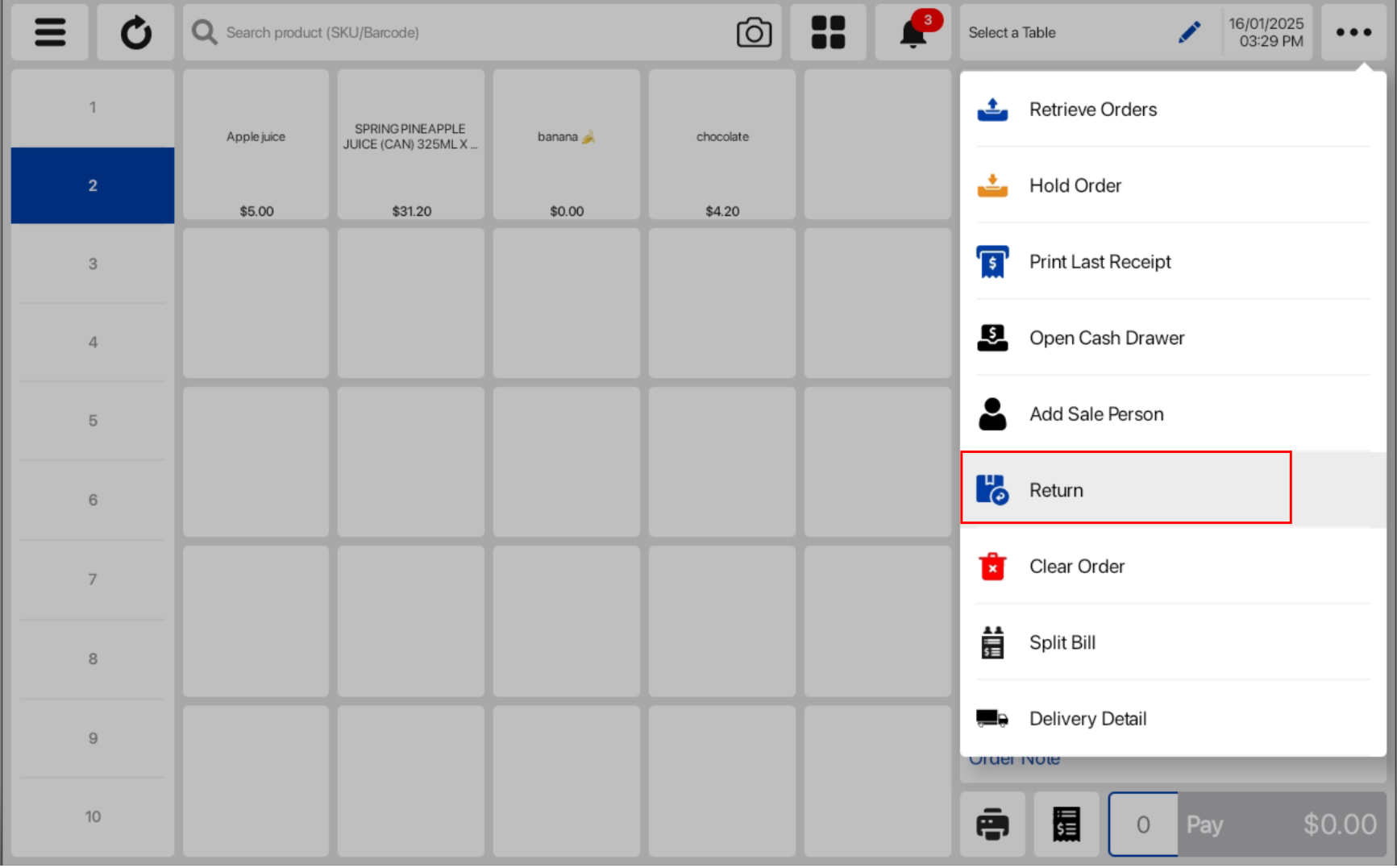 Return Order | EPOS POS System