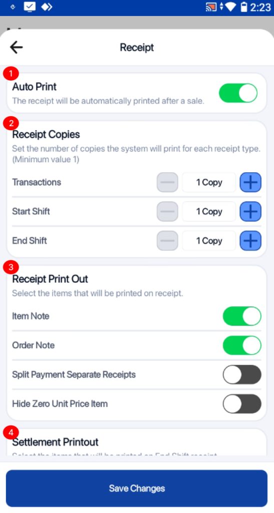 Portrait POS - Receipt Settings | EPOS POS System