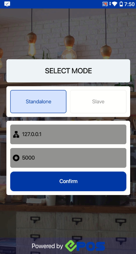 Standalone terminal initialization screen