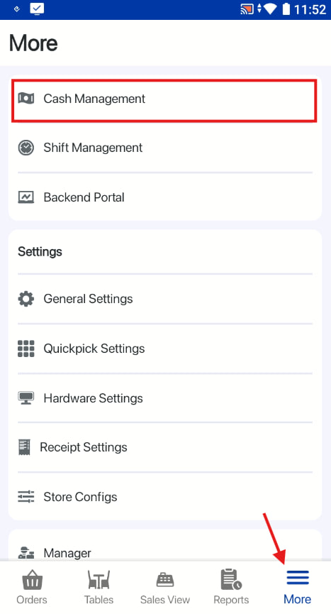 Cash Management access from Sales View