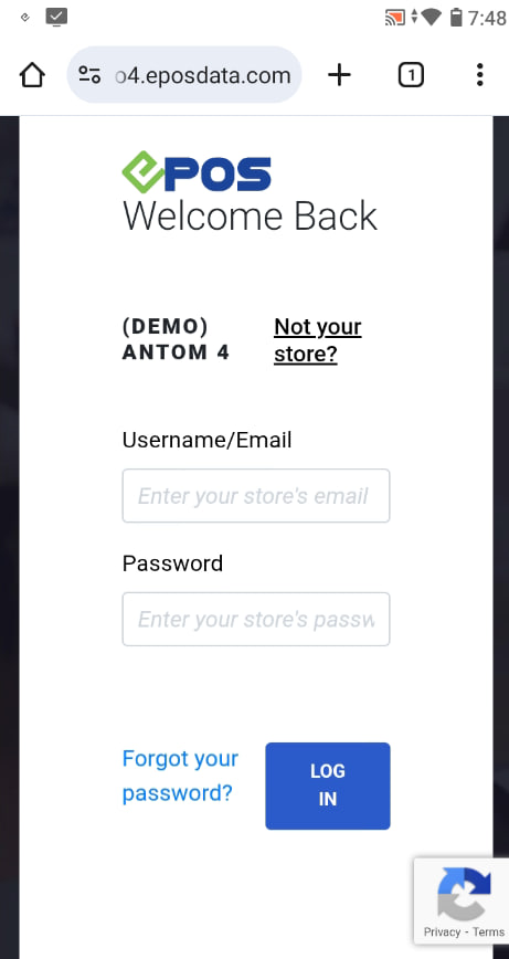 Merchant Backend Portal login page