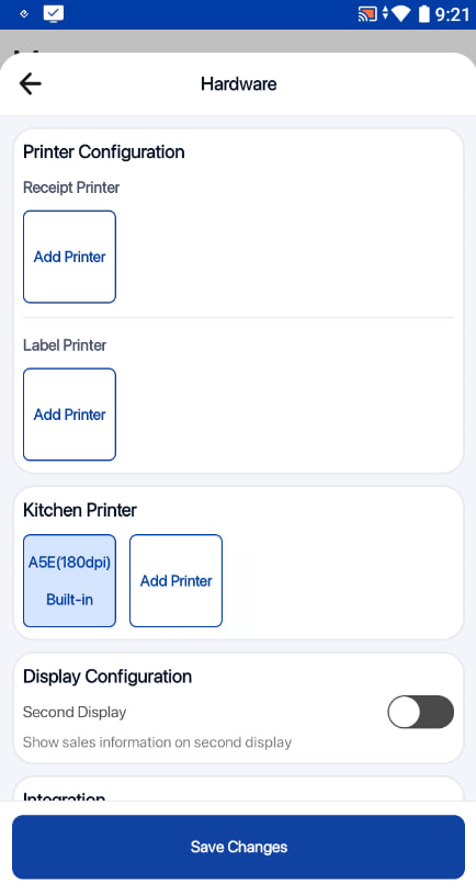 Kitchen printer not configured in frontend