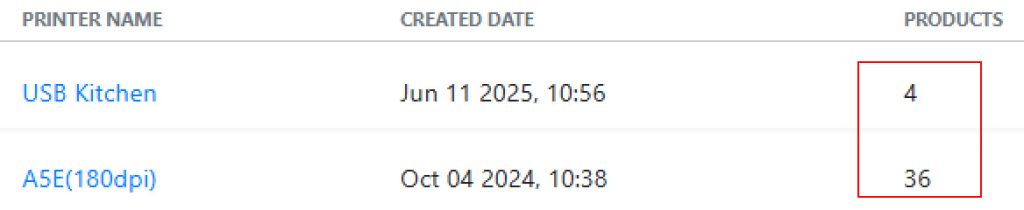 Product not linked to kitchen printer