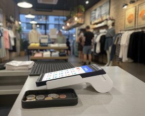 A Credit Card Terminal at a Retail Store