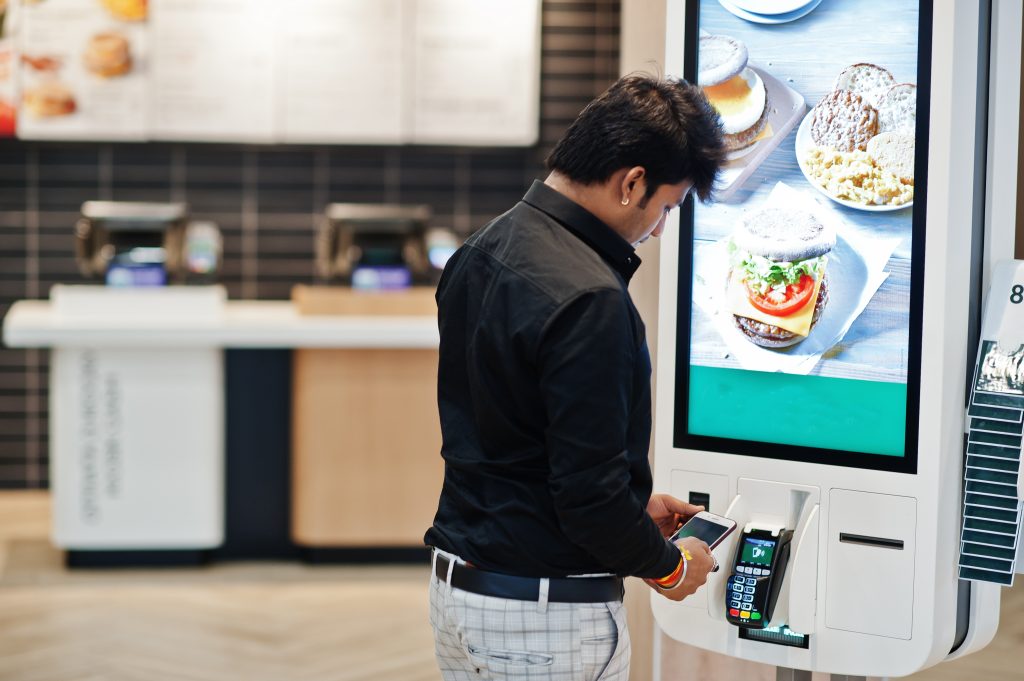 A self-ordering kiosk in action