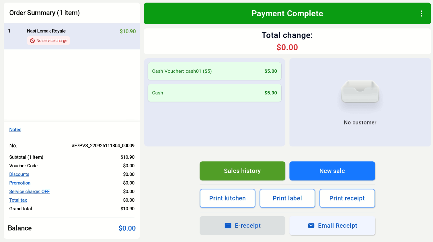 Split payment after a cash voucher is applied