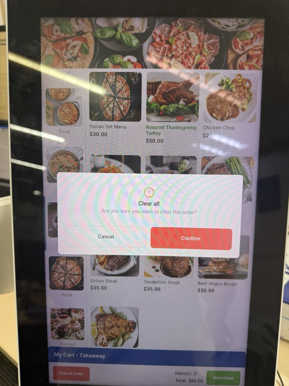 Clear Order confirmation