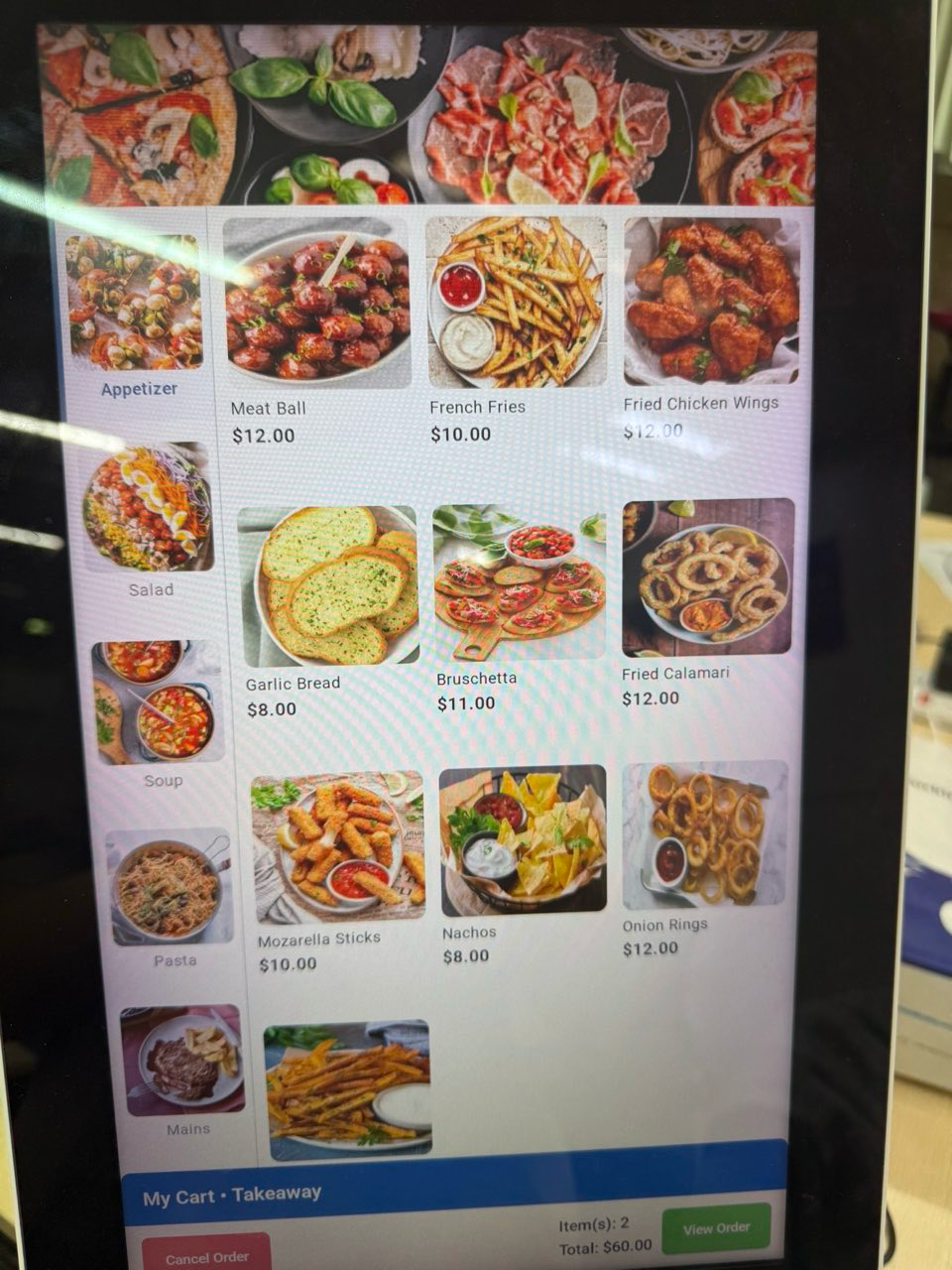 Retrieved order on the cashier and customer screens