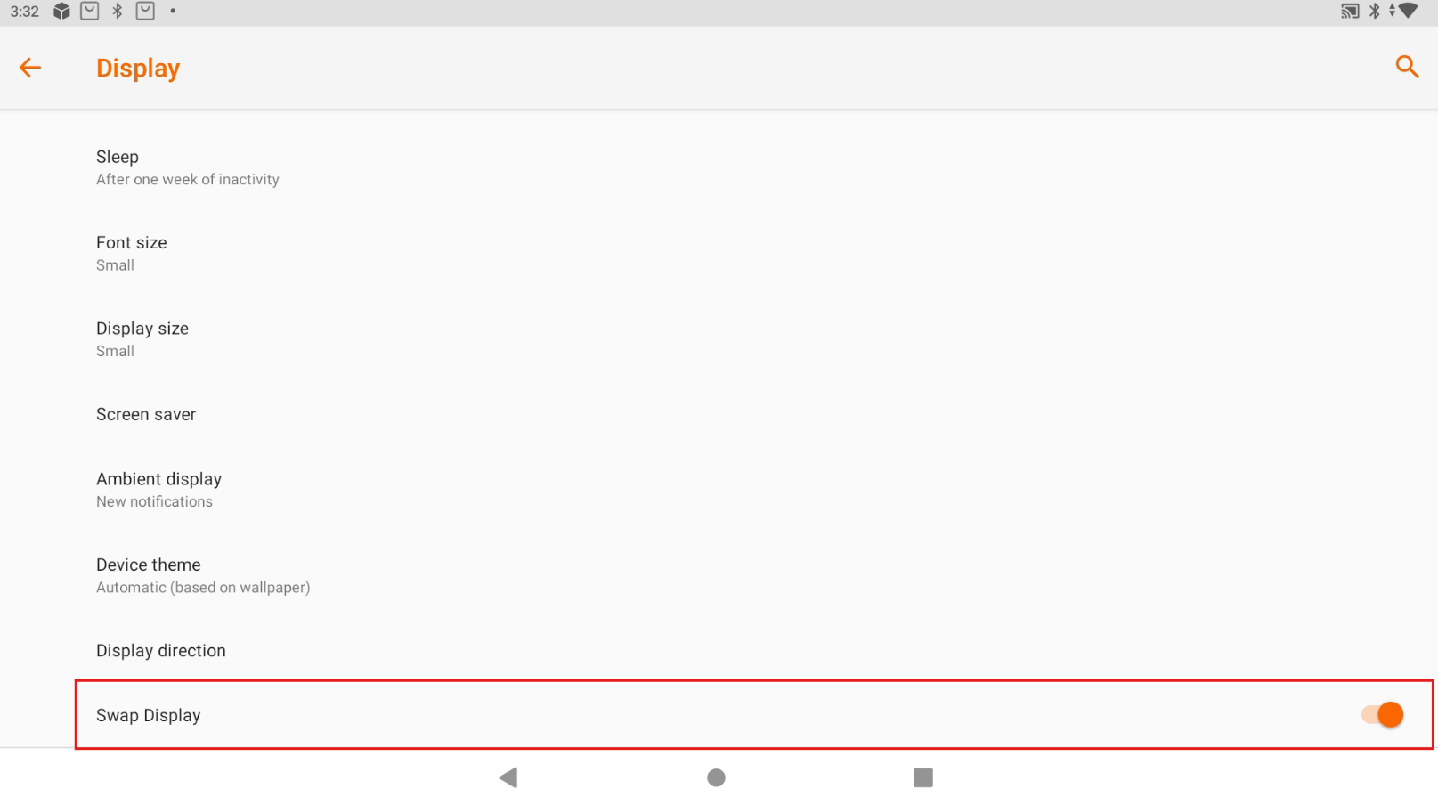 Swap Display in the device display settings