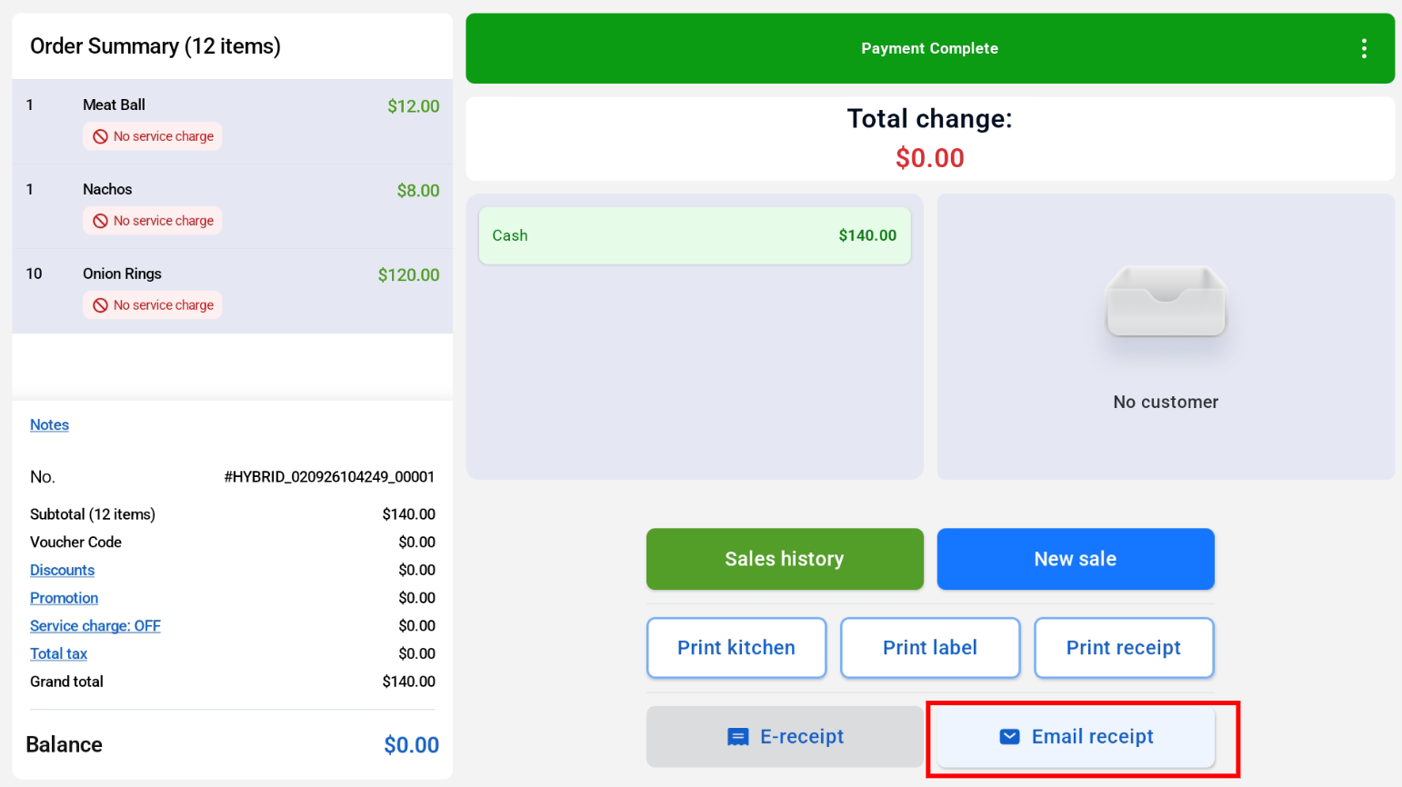Sending an email receipt and the email received