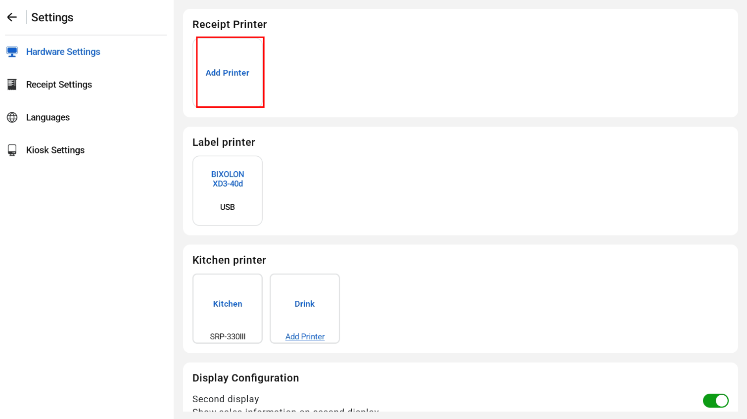 Wi-Fi/LAN receipt printer settings