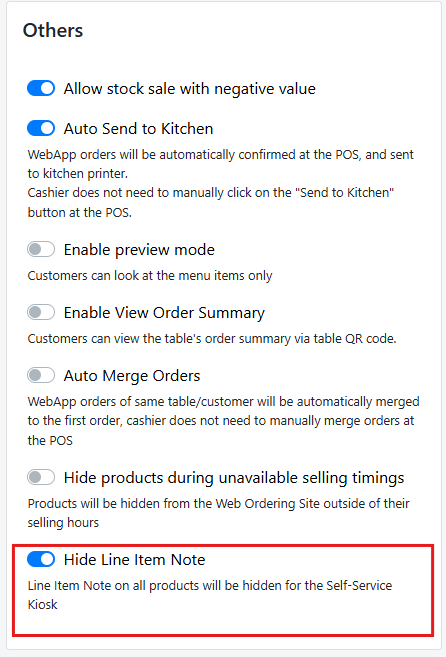 Hide Line Item Note config and product detail page