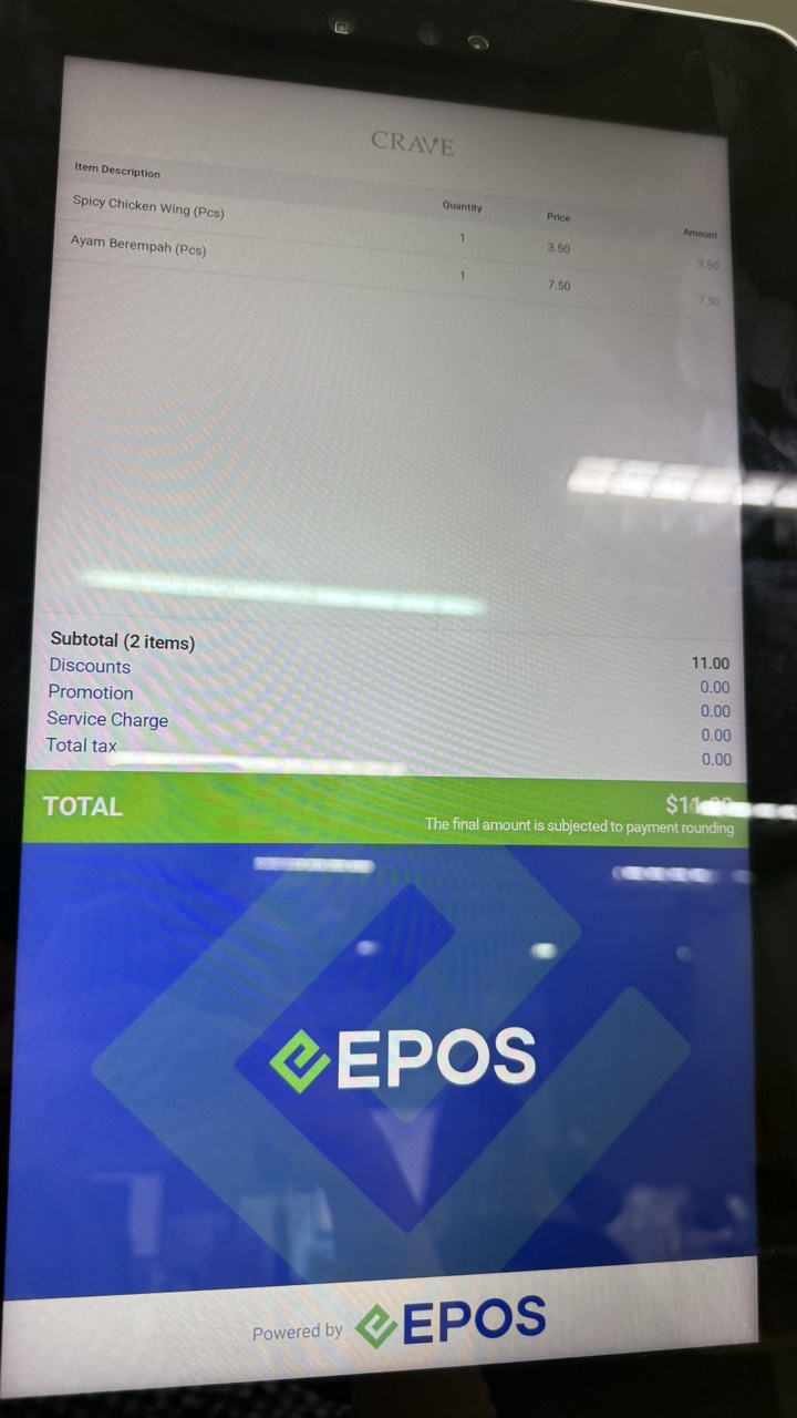 Default EPOS logo on the POS mode customer screen