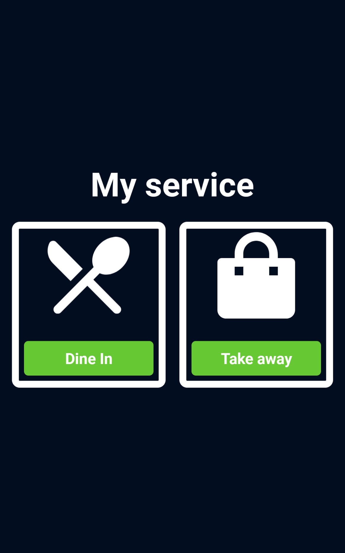 Choosing Dine In or Takeaway on the kiosk