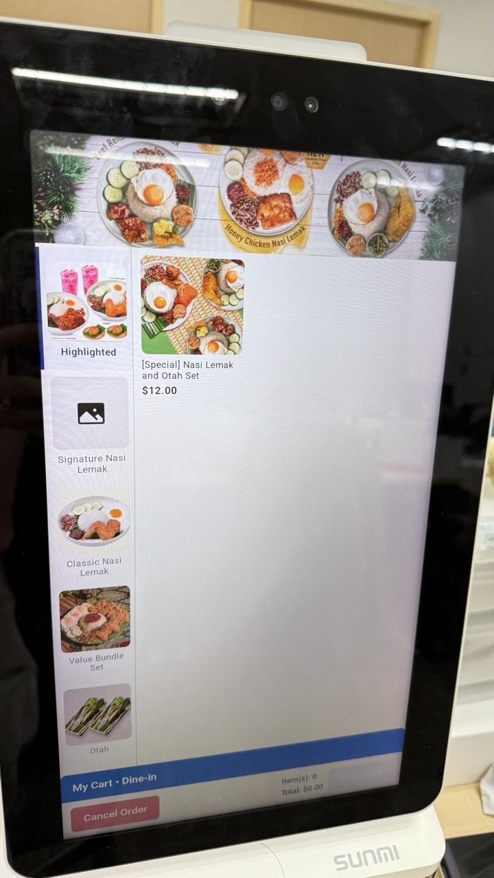 Browsing the menu on the kiosk