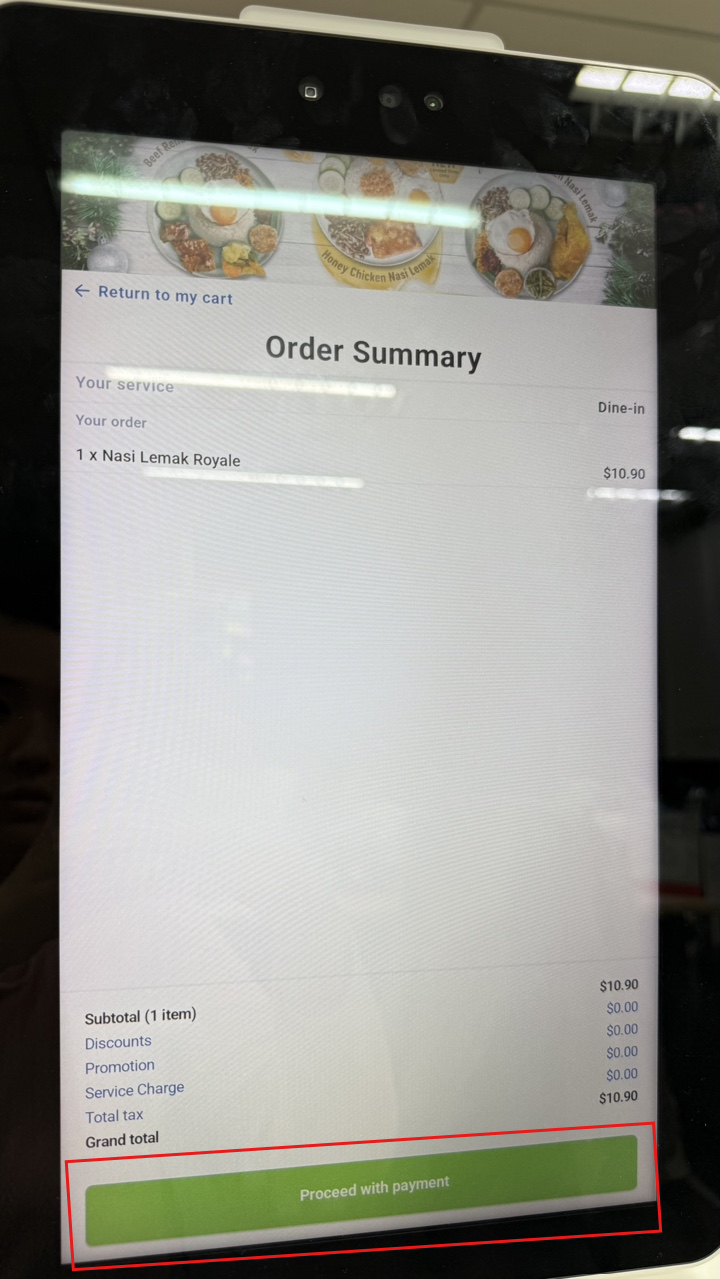 Proceed with Payment on the kiosk