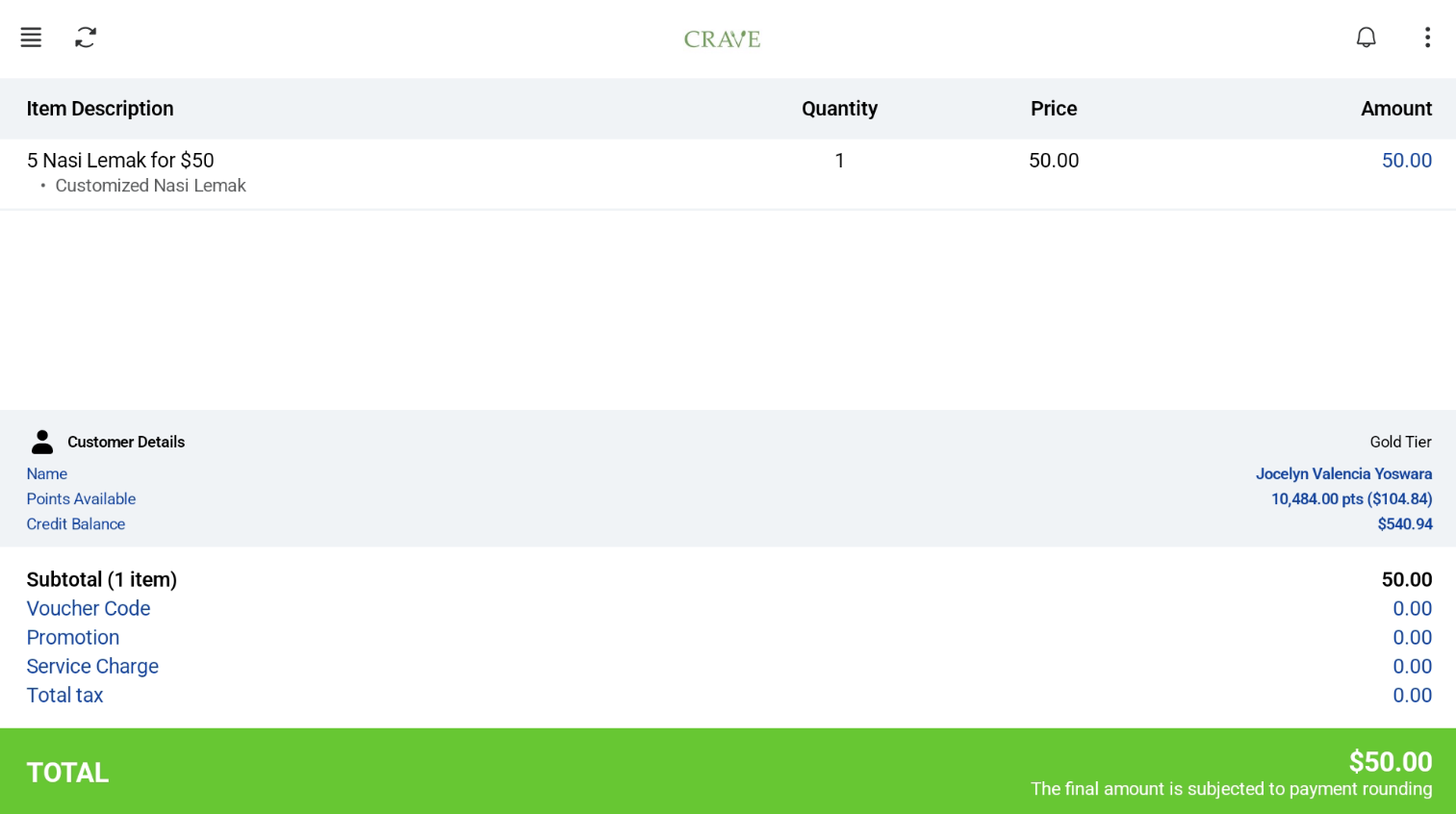 Buying a package on the F&B Kiosk