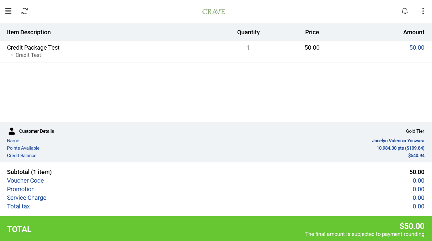 Buying a package on the F&B Kiosk