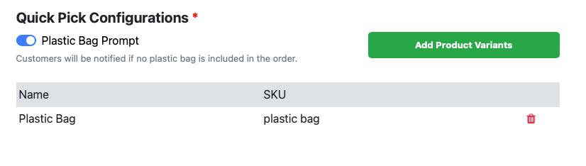 Plastic Bag Prompt setting in EPOS Backend