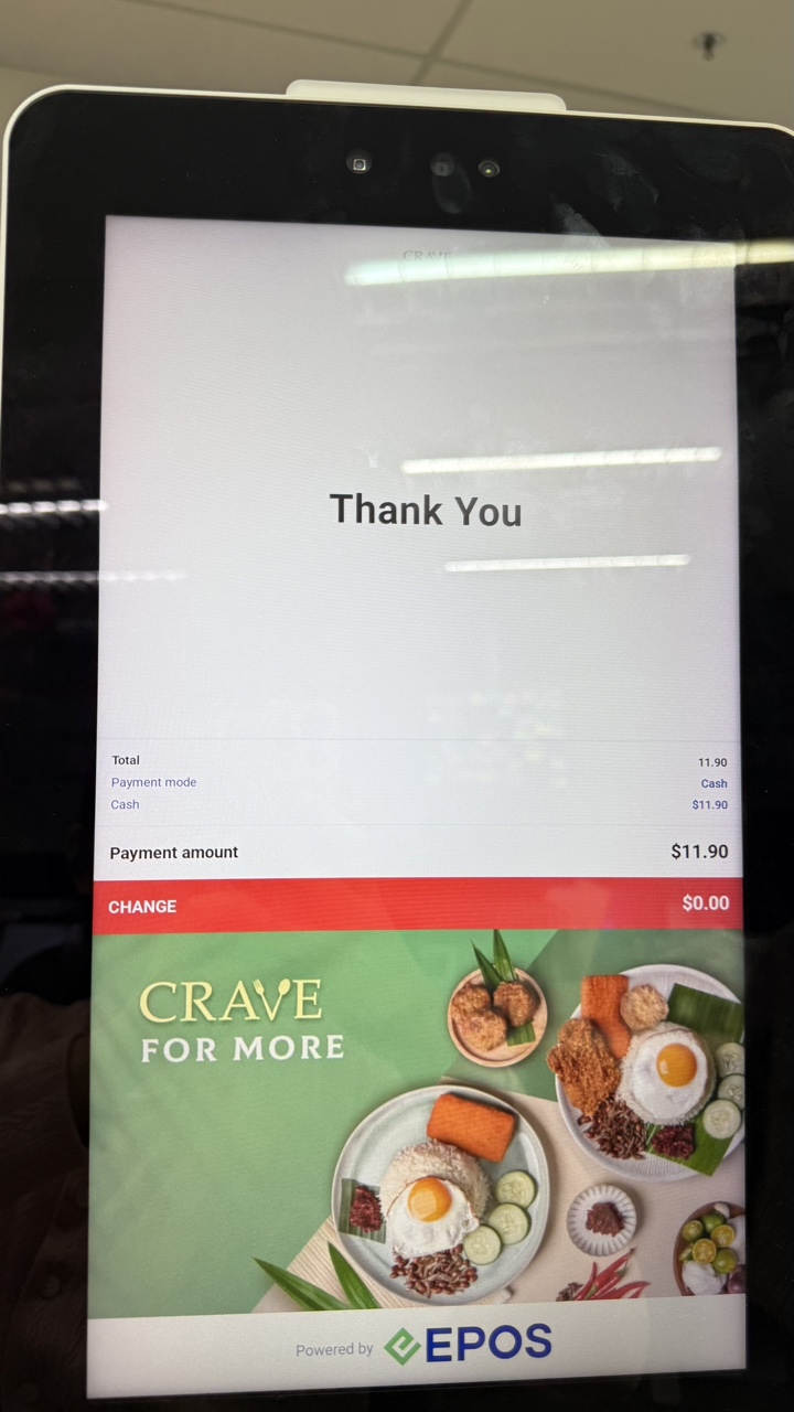 Payment summary on the customer screen