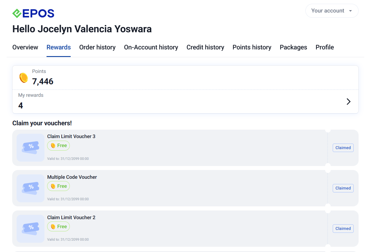 Vouchers to claim in the Member Portal