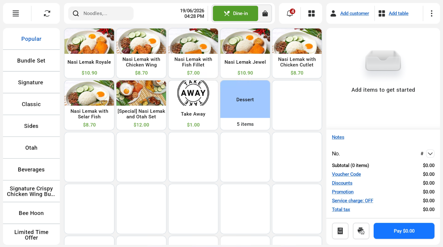 Quickpick set up in EPOS Backend and shown on the POS screen