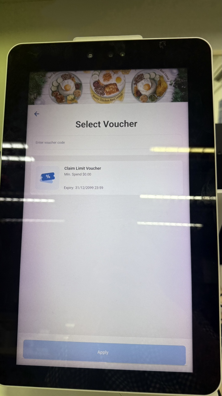 Select Voucher screen on the Retail Kiosk