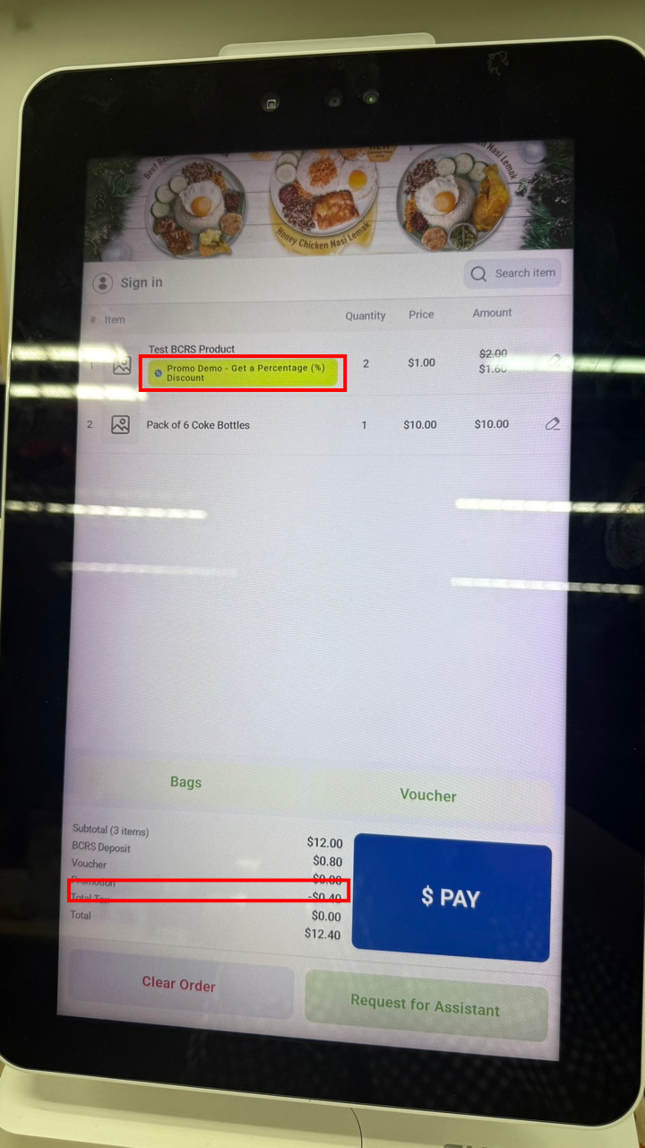 Promotion applied on the Retail Kiosk
