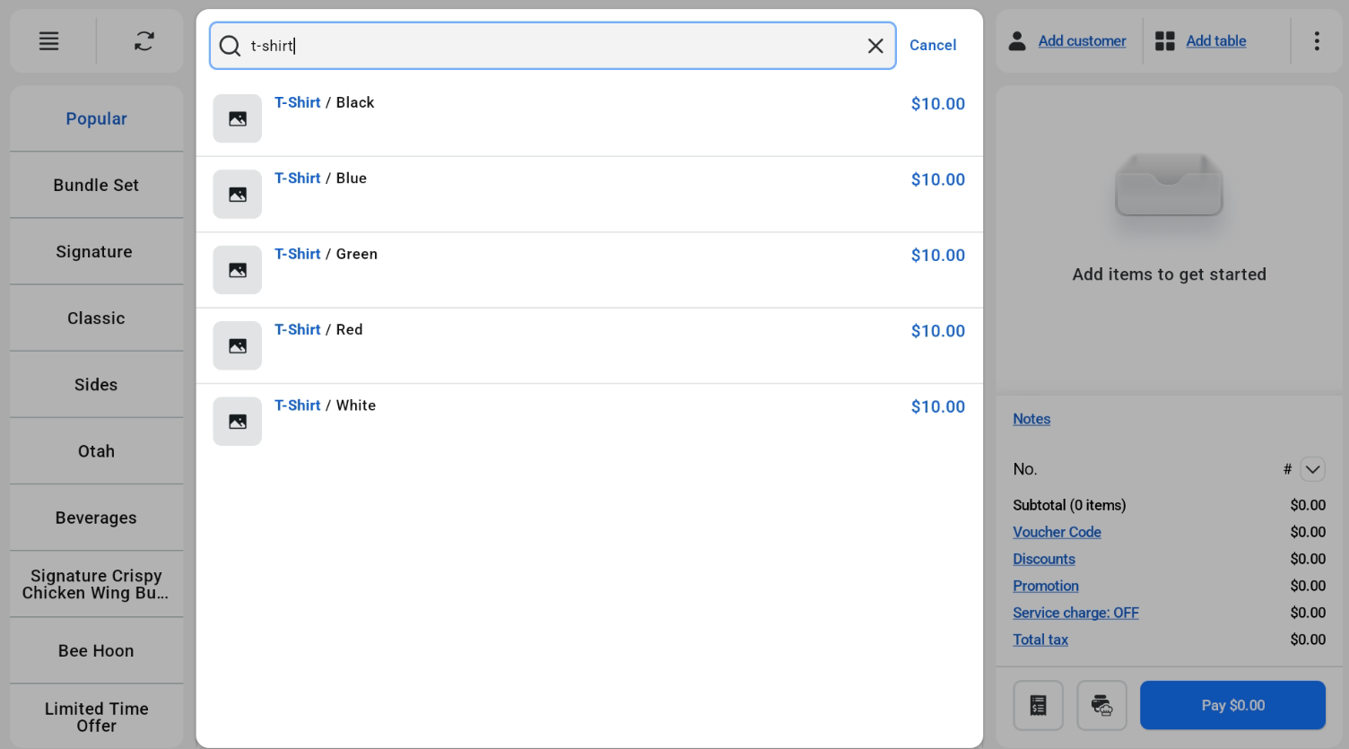 Variant products in the search results