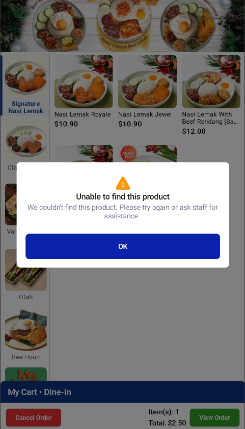Barcode scanning on the F&B Kiosk