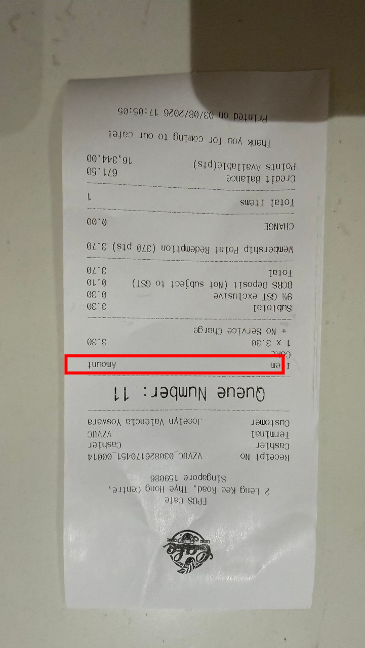 Receipt showing BCRS Deposit (Not subject to GST)