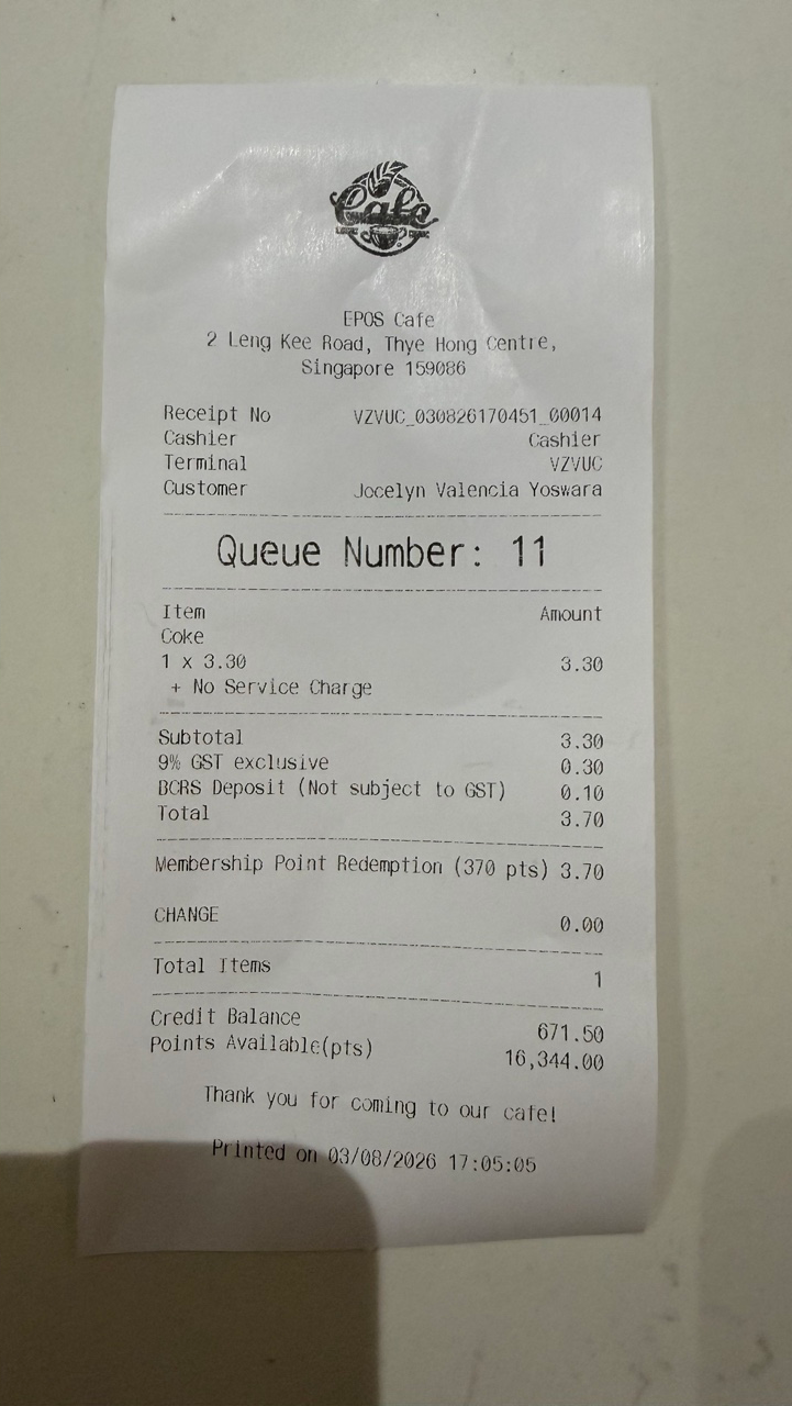 Receipt showing the BCRS deposit line