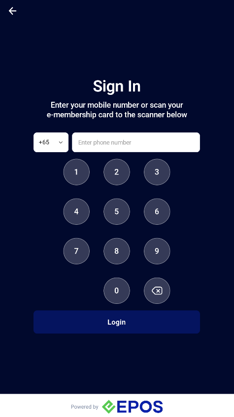 Sign In screen with phone number keypad