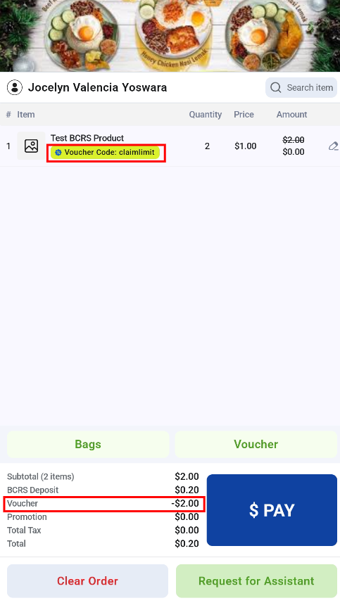 Voucher applied and removing a voucher