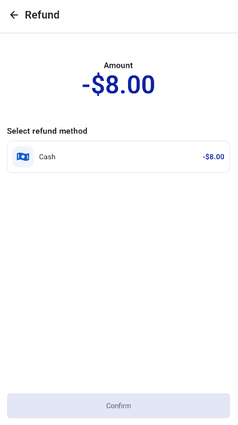 Return order screens on the F&B Kiosk