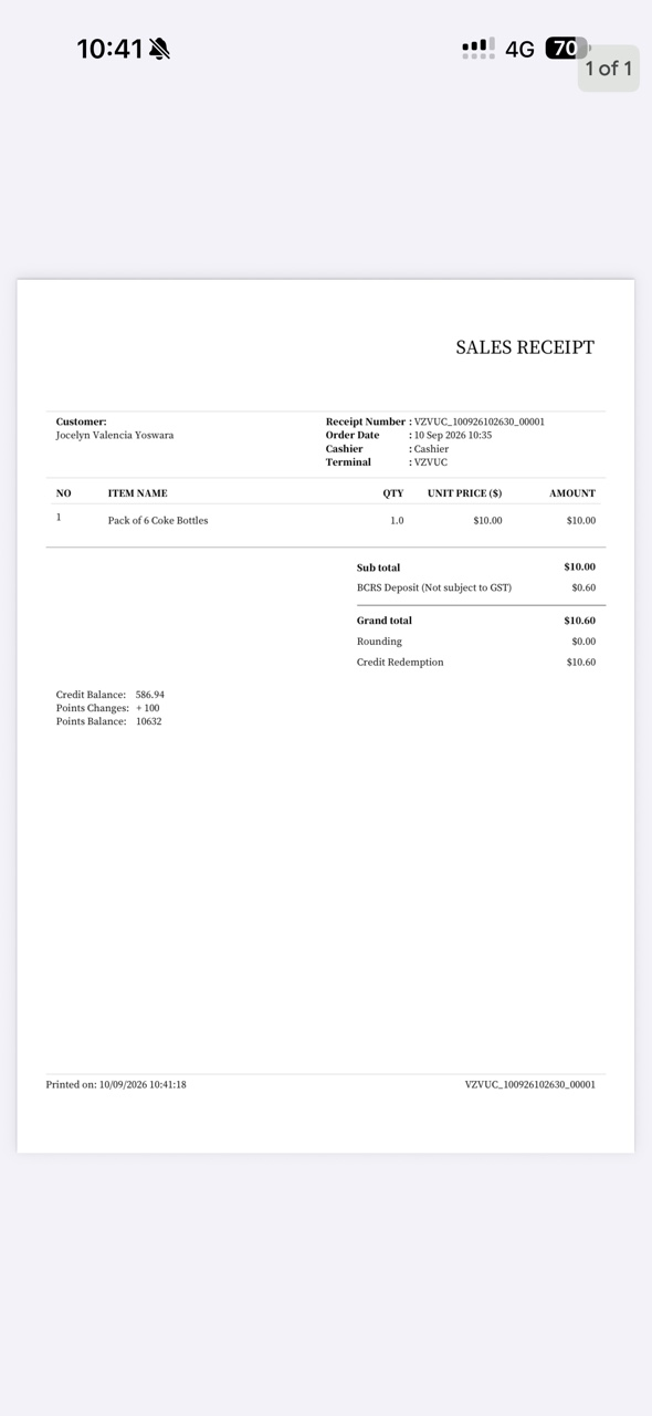 Receipt PDF attached to the email