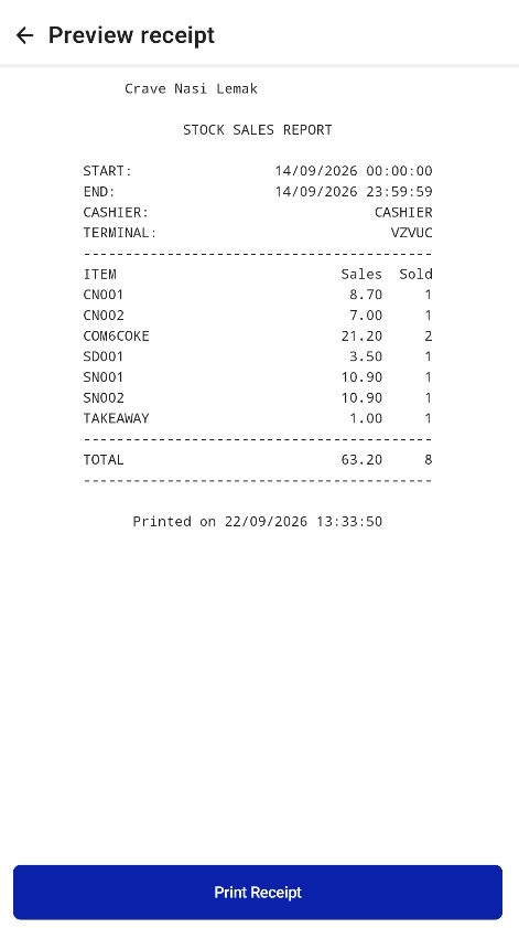 Stock Sales report preview