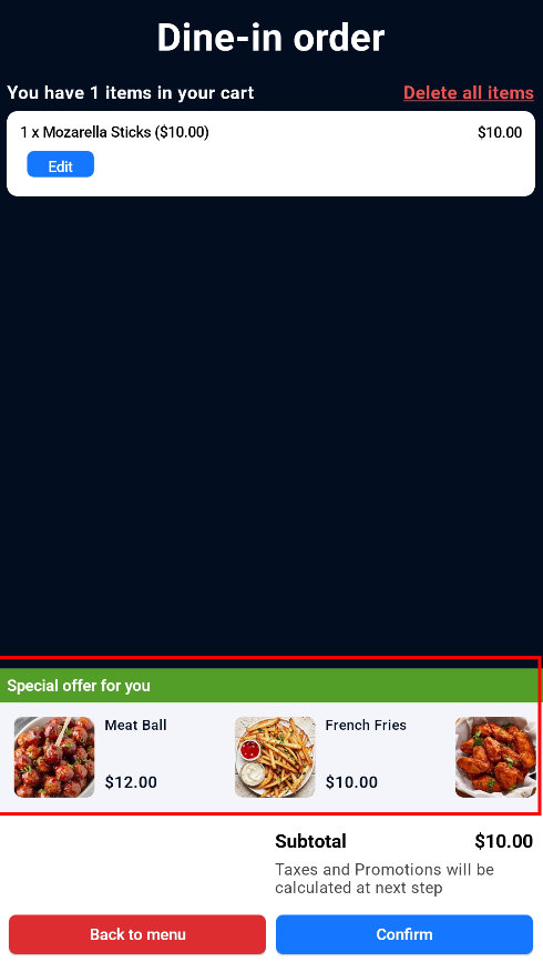 Top Picks recommendation on the kiosk and Recommendations settings in EPOS Backend