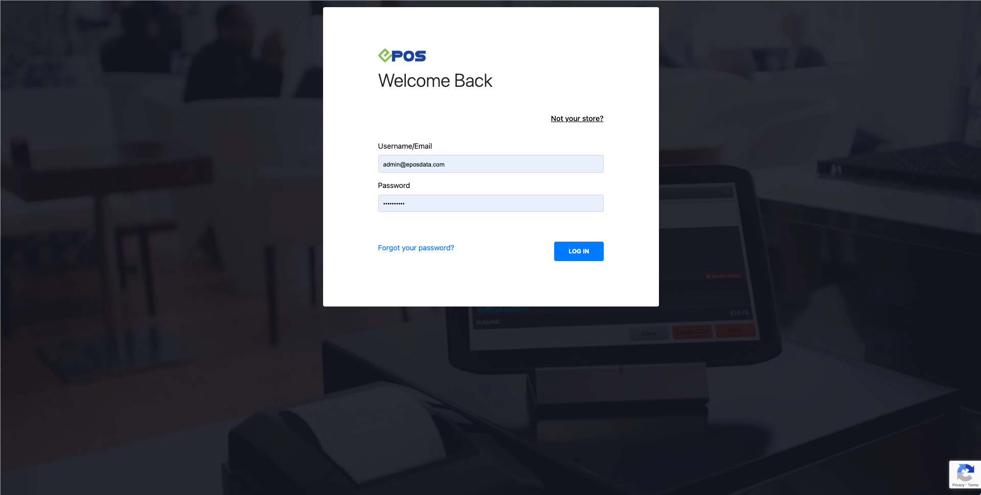 EPOS Admin Portal login page